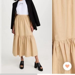 Ganni - Cotton Poplin Maxi Flounce Skirt